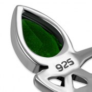 Tiny Celtic Green Trinity Knot Silver Pendant, p346